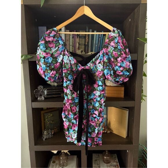 NWT For Love and Lemons Marley Black Floral Mini Dress Size XS $250 MSRP - Picture 5 of 10